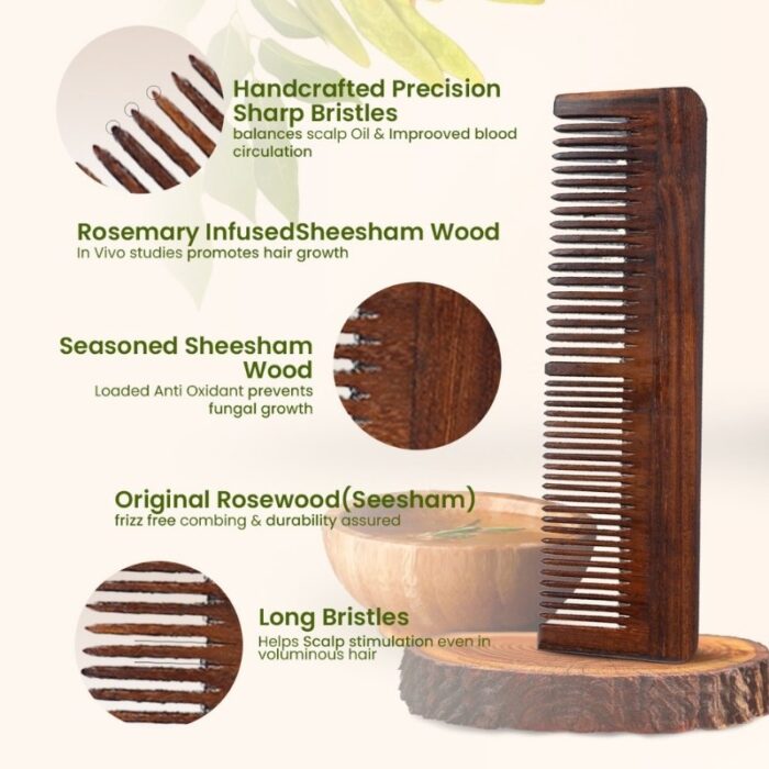 Fragrant & Pure Indian Rosewood Richness Dual Comb