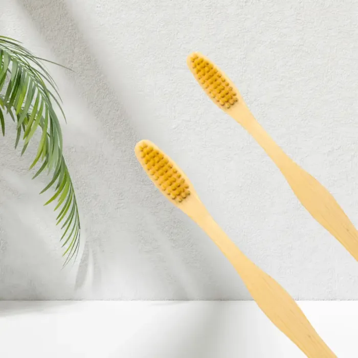 Soft Pointed Bristles from Castor Oil Pure Mao Bamboo Toothbrush | Beige (Pack Of 2)