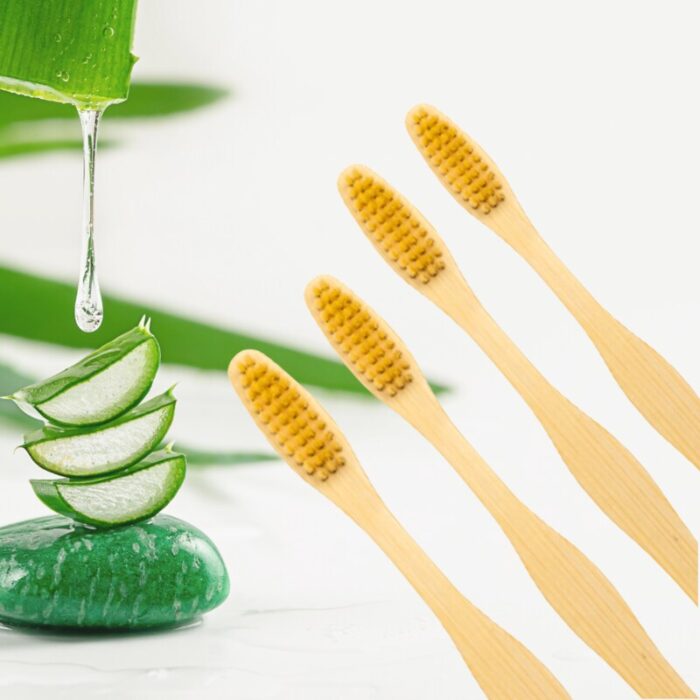 Soft Pointed Bristles from Castor Oil Pure Mao Bamboo Toothbrush | Beige (Pack Of 4)