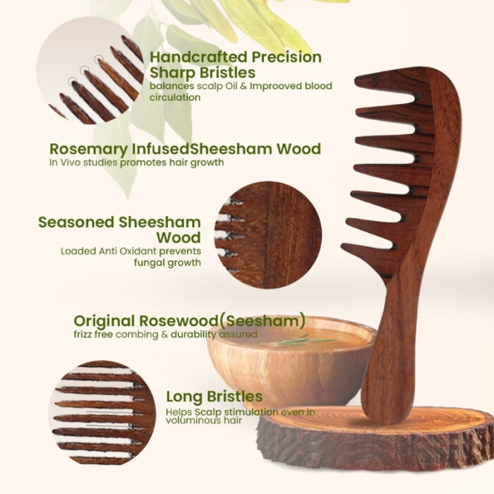 Wide Tooth Rosewood Comb