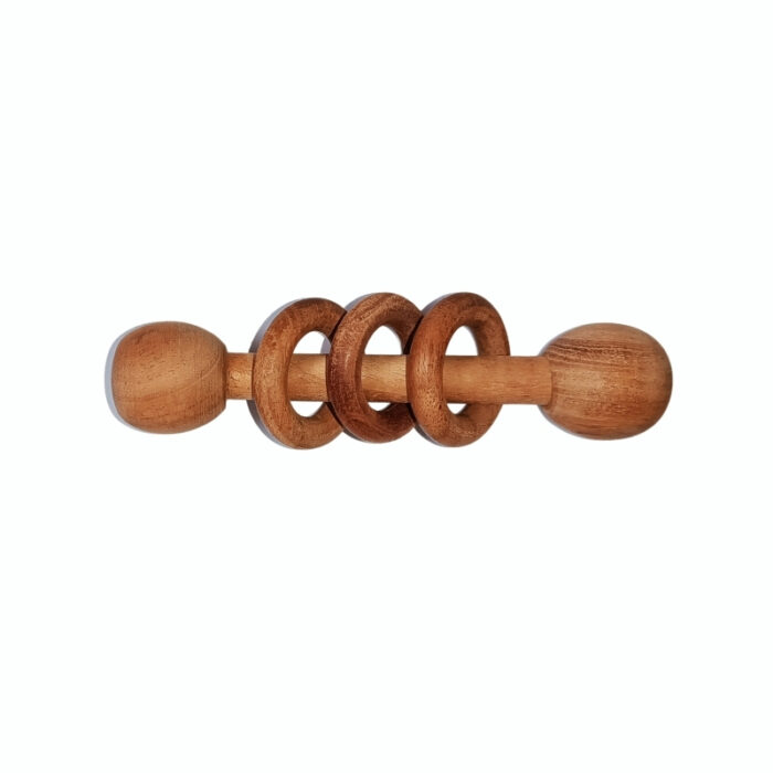 Neem Wood Baby Rattle Dumbbell with Rings Rattle