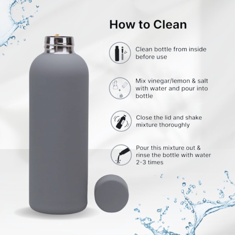 Portable Stainless Steel Insulated Vacuum Eco-Friendly Water Bottle | PEBBLE GREY