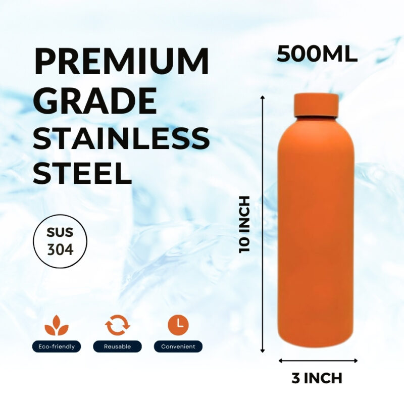 Portable Stainless Steel Insulated Vacuum Eco-Friendly Water Bottle | ORANGE