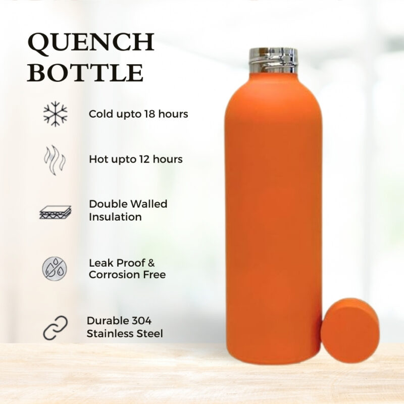 Portable Stainless Steel Insulated Vacuum Eco-Friendly Water Bottle | ORANGE