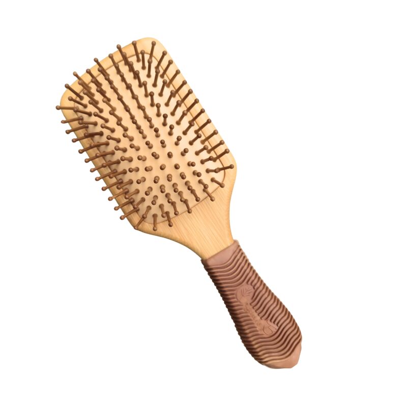 Organic B Rectangular Bamboo Paddle Hair Brush (Brown)